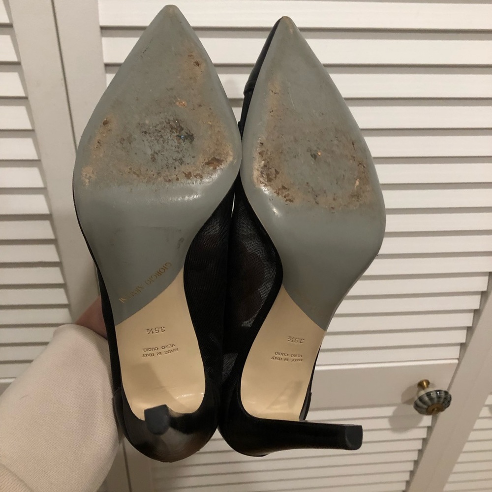 🖤 Giorgio Armani Black Leather & Mesh Stilettos | Made in Italy | Size 36.5 - Picture 7 of 8